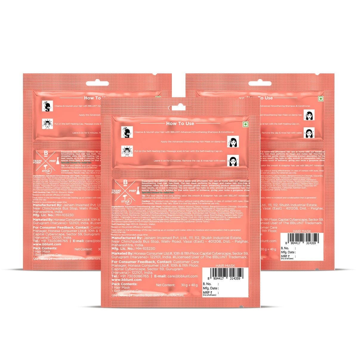 Advanced Smoothening Heat Hair Spa Mask with Keratin & Hyaluronic Acid (Pack of 3) - 70g