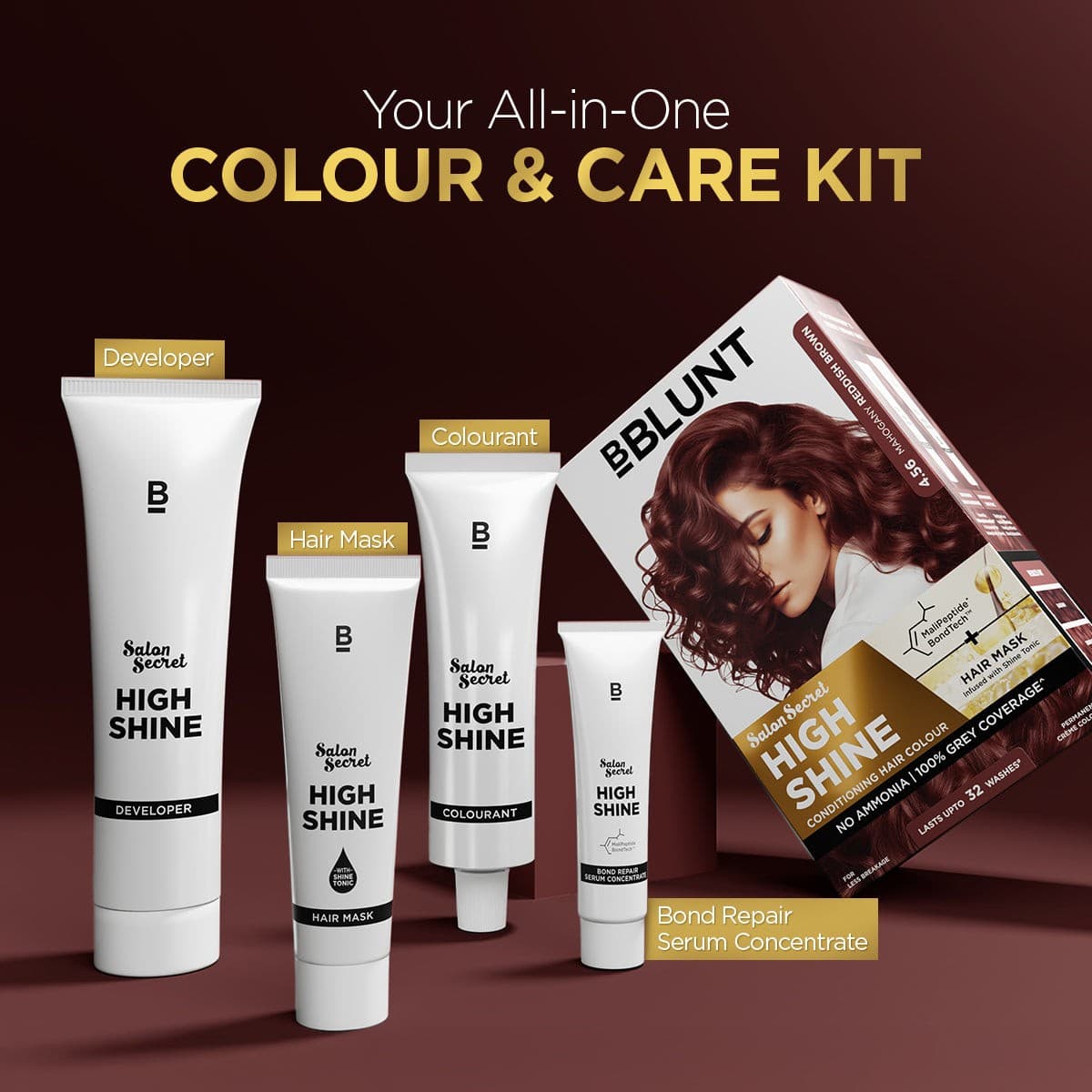 High Shine Conditioning Hair Colour - Mahogany Reddish Brown (Shade 4.56)(Pack of 3)