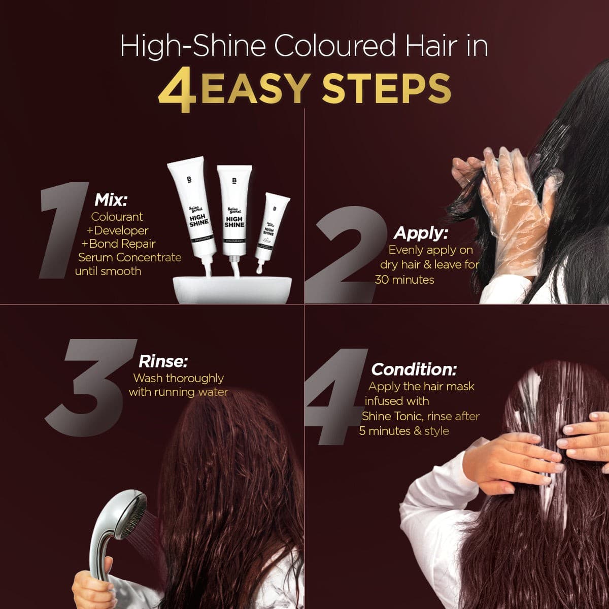 High Shine Conditioning Hair Colour - Mahogany Reddish Brown (Shade 4.56)(Pack of 3)
