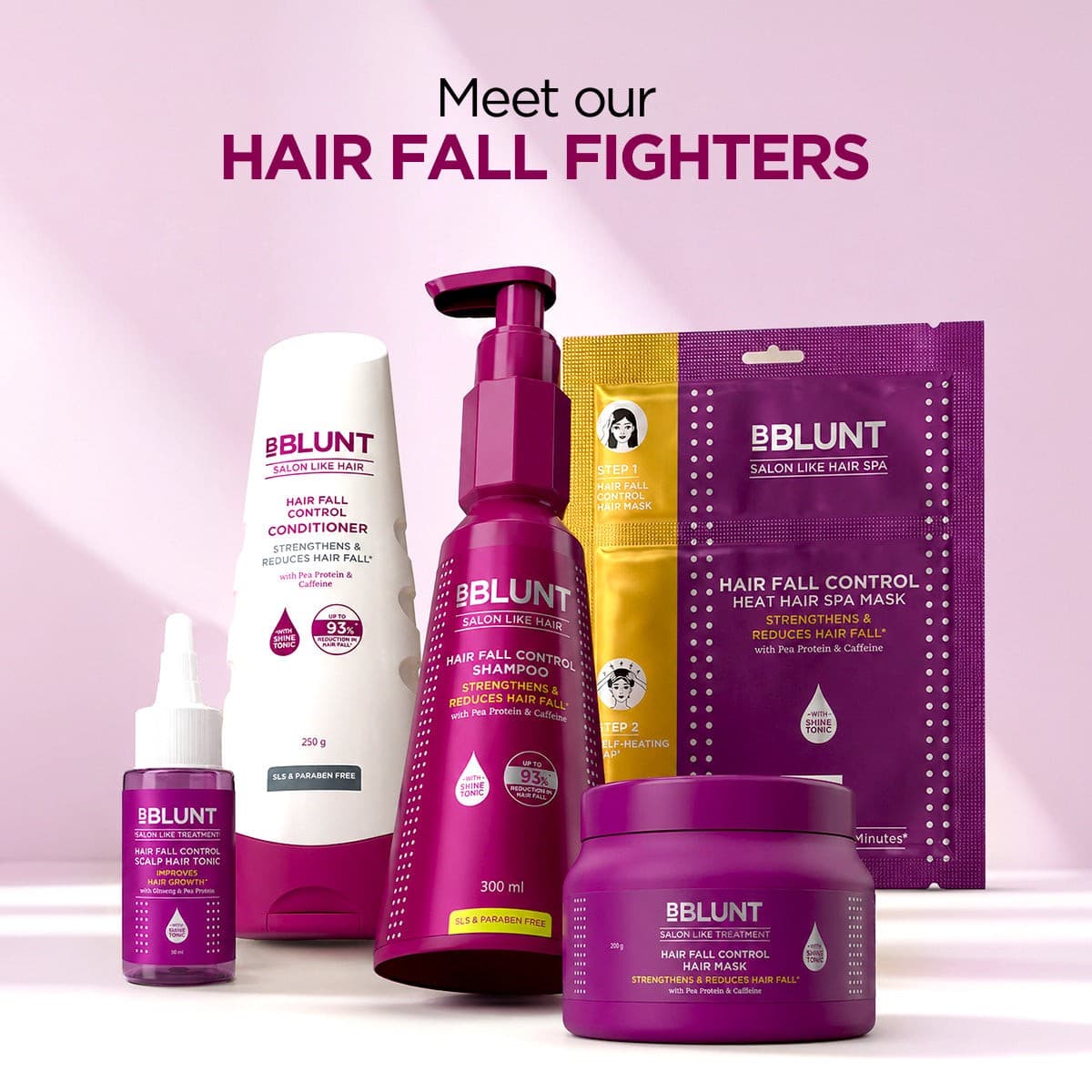 Hair Fall Control Shampoo with Pea Protein & Caffeine for Stronger Hair - 300 ml(Pack of 2)