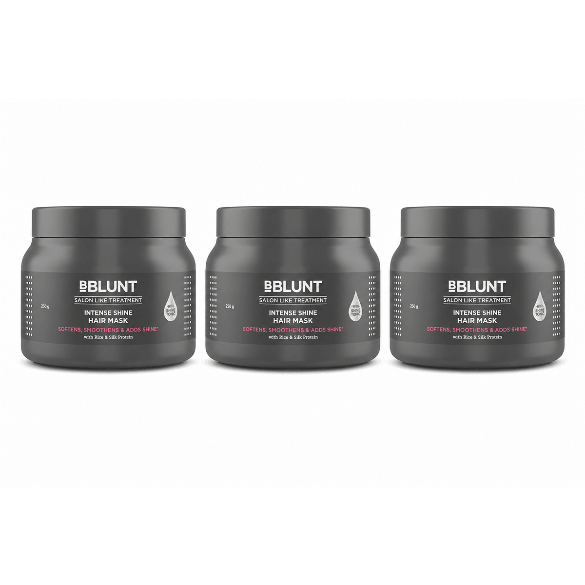 Intense Shine Hair Mask with Rice & Silk Protein for Softer, Smoother & Shinier Hair - 250g(Pack of 3)